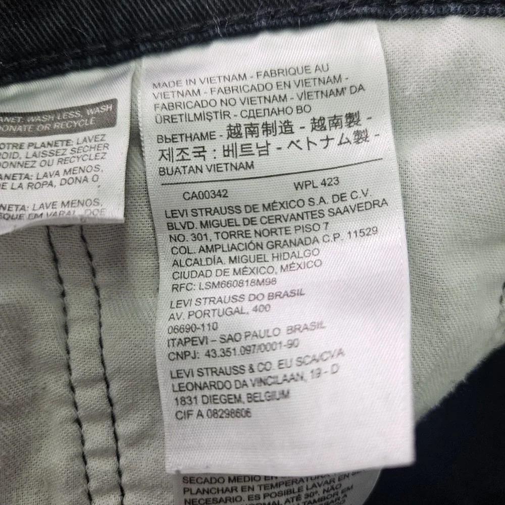 Levi's 513 Slim Straight Jeans‎ Mens W34 L30 Jet Black Stretch Denim 34x30
